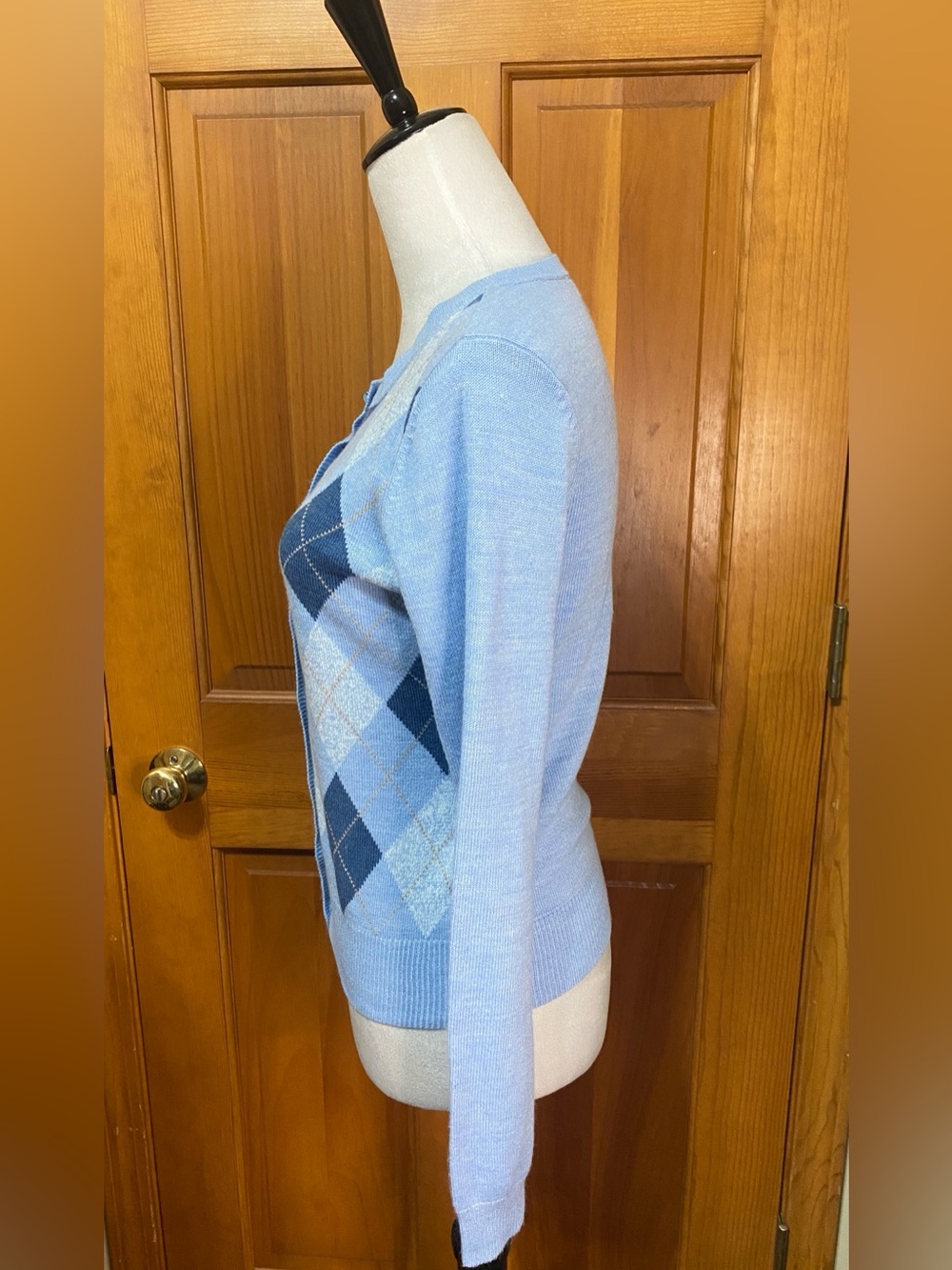 New York & Company Argyle Button-Up Sweater - Picture 3 of 6